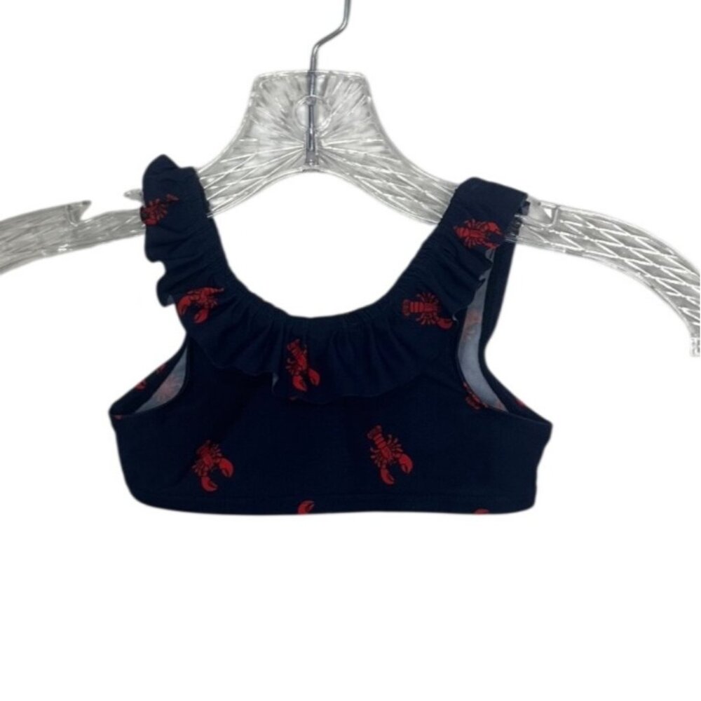 Old Navy Toddler Lobster Print Ruffle Bikini Top Girls 18-24M Blue Red Swim